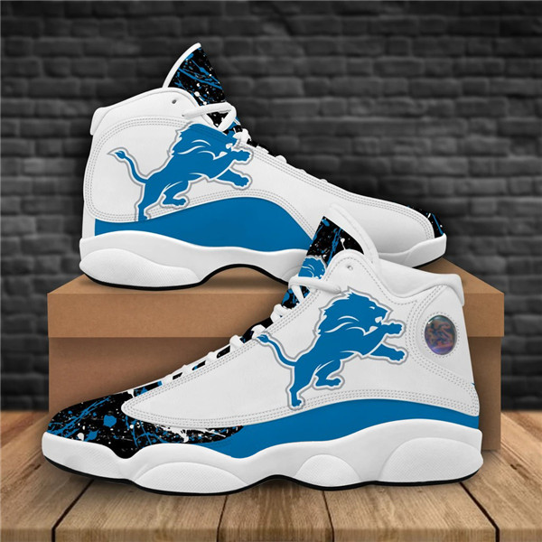 Women's Detroit Lions AJ13 Series High Top Leather Sneakers 001